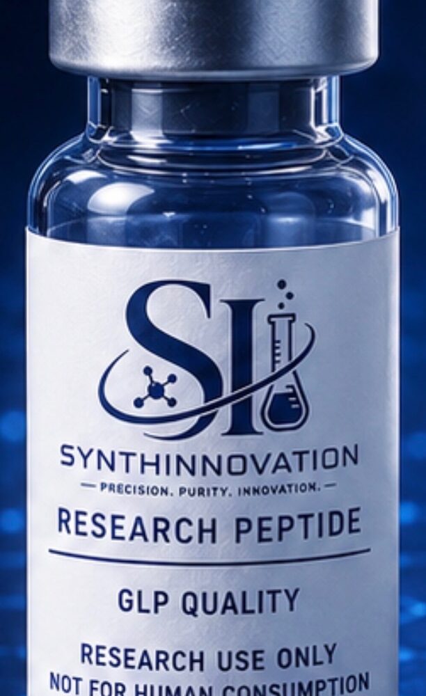 Tall product container with label in front of a clean background